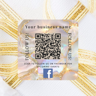 Adesivo Quadrado Nome comercial beige opal gold qr code Facebook