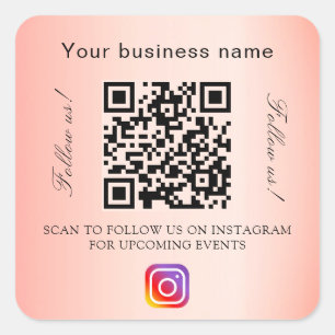 Adesivo Quadrado Nome comercial laranja instagram o código qr