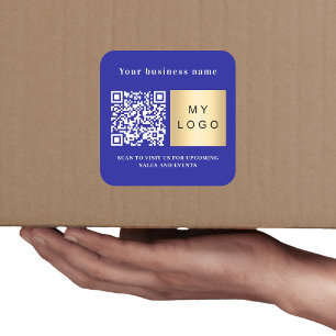 Adesivo Quadrado Nome comercial logótipo azul escuro Qr