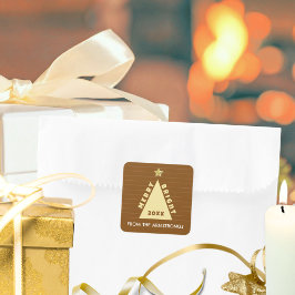 Adesivo Quadrado Nome da Árvore de Natal Minimalista de Chocolate