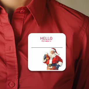 Adesivo Quadrado Nome da Cerveja da Festa de Natal do Papai Noel Cr