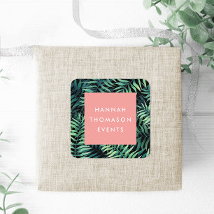 Adesivo Quadrado Nome da Empresa Botânica Tropical