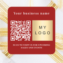 Nome da empresa logotipo vermelho código qr