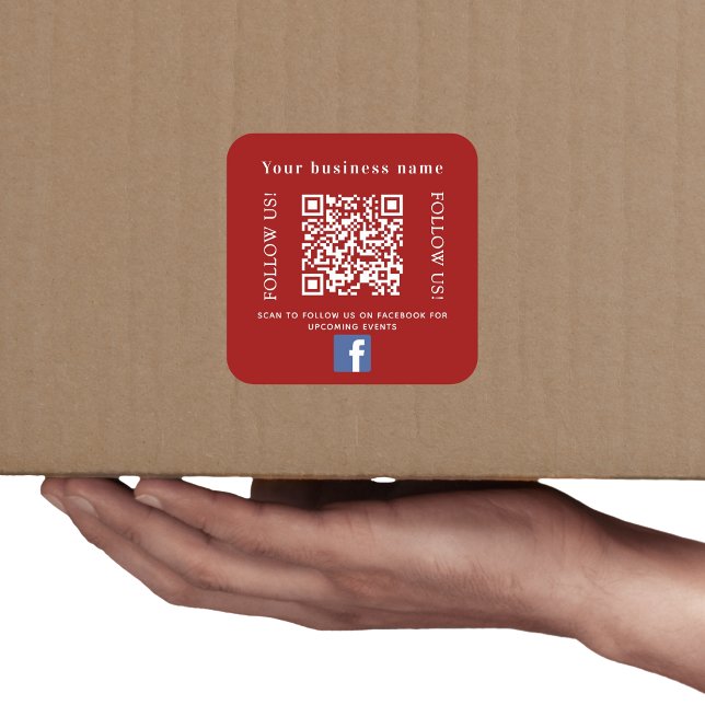 Adesivo Quadrado Nome da empresa red qr code Facebook (Criador carregado)