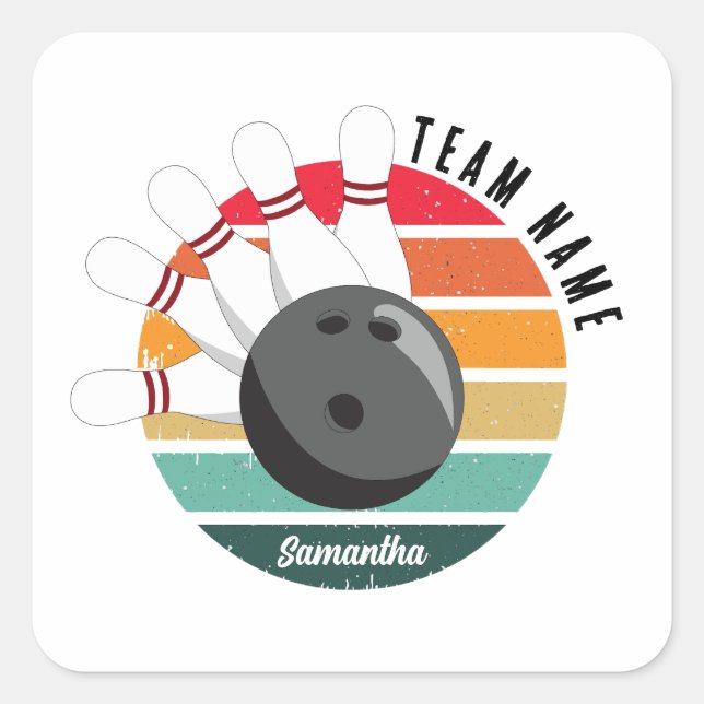 Adesivo Quadrado Nome da Equipe e do Player de Pins de Retro Person (Frente)