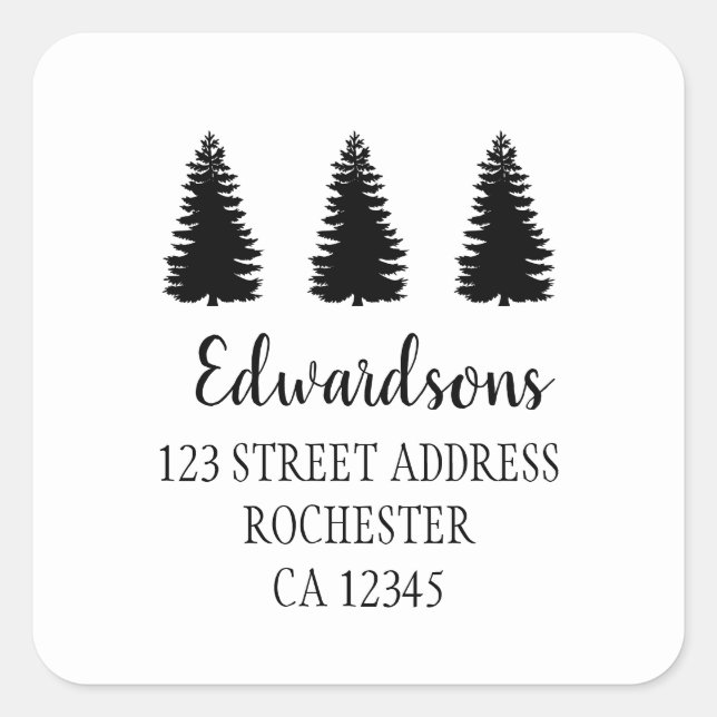 Adesivo Quadrado Nome da família de pinheiros negros modernos ender (Frente)