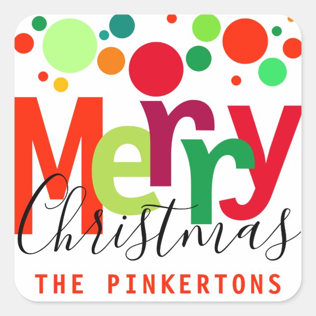 Adesivo Quadrado Nome da Família de Roteiros Modernos dos Pontos Fe (Frente)