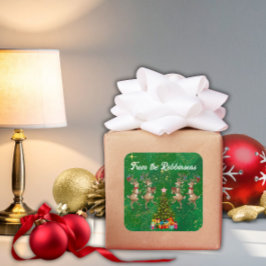 Adesivo Quadrado Nome da família Reindeer de Marcha Branca Verde