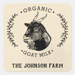 Adesivo Quadrado Nome da fazenda | Rua | Leite de queijo de cabra |