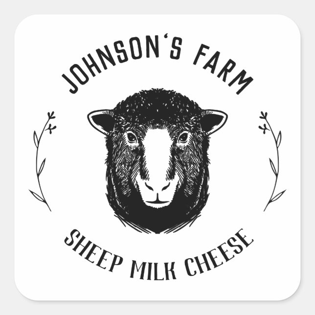 Adesivo Quadrado Nome da fazenda | Rua | Queijo de leite de ovelha  (Frente)