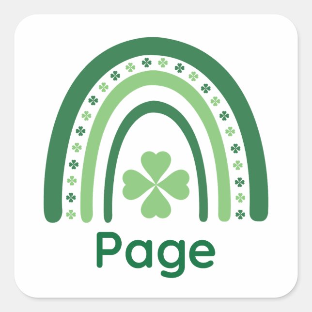 Adesivo Quadrado Nome da página Clover Boho Rainbow (Frente)