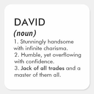 Adesivo Quadrado Nome David, Nome editável, Nome personalizado
