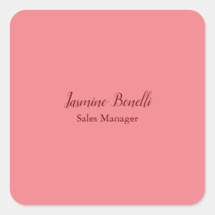 Adesivo Quadrado Nome de Adição Mínima Moderno Profissional Pessoal