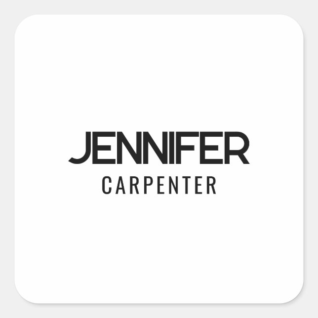 Adesivo Quadrado Nome de adição moderno e elegante profissional (Frente)