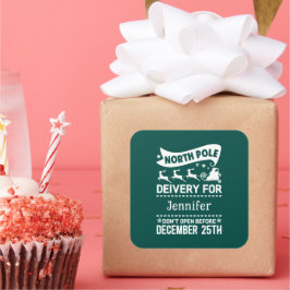 Adesivo Quadrado Nome de Entrega dos PAPAIS NOEIS do Polo Norte, VE