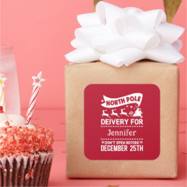 Adesivo Quadrado Nome de Entrega dos PAPAIS NOEIS do Polo Norte Ver