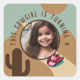 Adesivo Quadrado Nome de Foto Personalizado Qualquer Tema De Cowgir