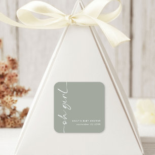 Adesivo Quadrado Nome de script minimalista Oh Chá de fraldas de sá