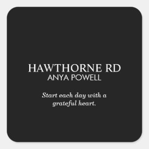 Adesivo Quadrado Nome de Texto de Logotipo de Negócios Personalizad