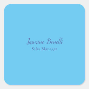 Adesivo Quadrado Nome do Apelido Minimalista Moderno do Sky Blue Pr