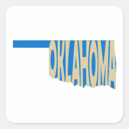 Adesivo Quadrado Nome do Estado de Oklahoma Word Art Yellow