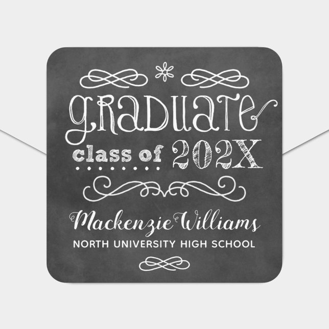 Adesivo Quadrado Nome do Formando Rustic Black Chalkboard Custom 20 (Criador carregado)