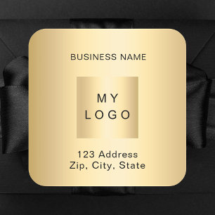 Adesivo Quadrado Nome do logotipo comercial dourado