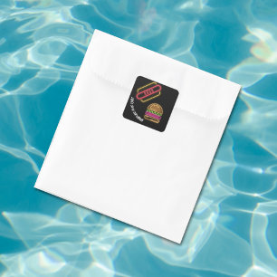 Adesivo Quadrado Nome do Monograma Neon Fast Comida Vibrante