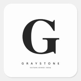 Adesivo Quadrado Nome do monograma preto e branco