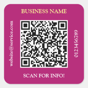Adesivo Quadrado Nome do Negócio Código QR Site Promo Marrom