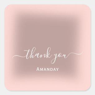 Adesivo Quadrado Nome do obrigado Blush Rosa Skinny Minimalism Favo