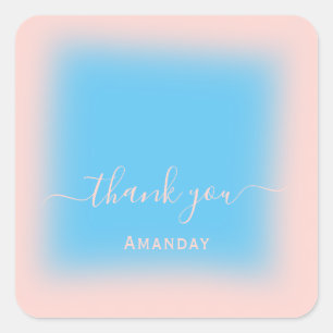 Adesivo Quadrado Nome do obrigado Oceano Rosa Pastel Bridal Sweet16