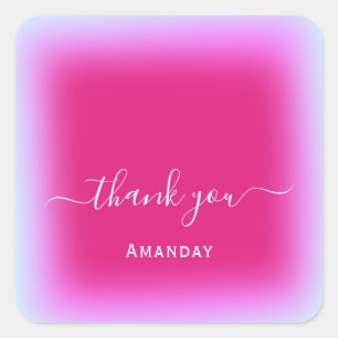 Adesivo Quadrado Nome do obrigado unicorn Pink Makeup Bridal Sweet1