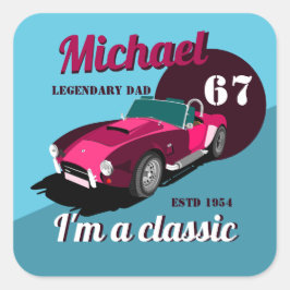 Adesivo Quadrado Nome do pai lendário clássico de legendário de car