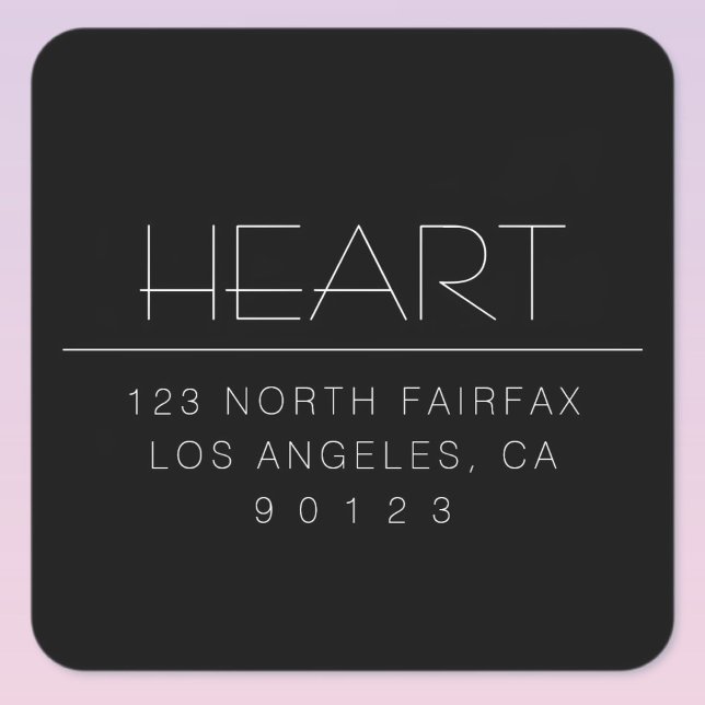 Adesivo Quadrado Nome e endereço mínimos do Na moda Modern | Preto (Criador carregado)