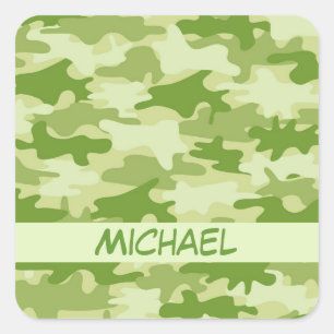 Adesivo Quadrado Nome escuro da camuflagem de Camo da verde