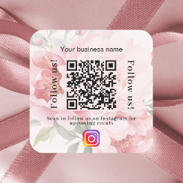 Adesivo Quadrado Nome floral cor-de-rosa instagram de código qr