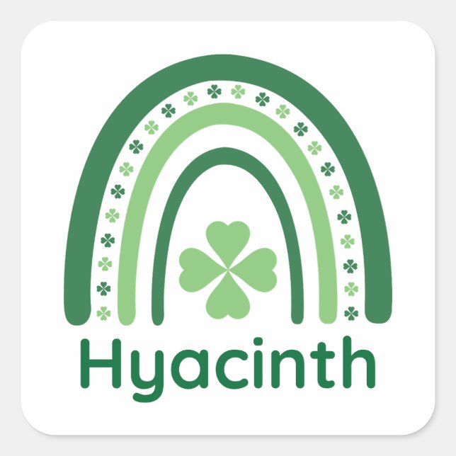 Adesivo Quadrado Nome Hyacinth Clover Boho Rainbow (Frente)
