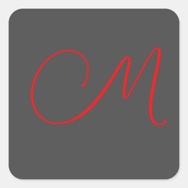 Adesivo Quadrado Nome inicial do monograma da caligrafia vermelha d (Frente)