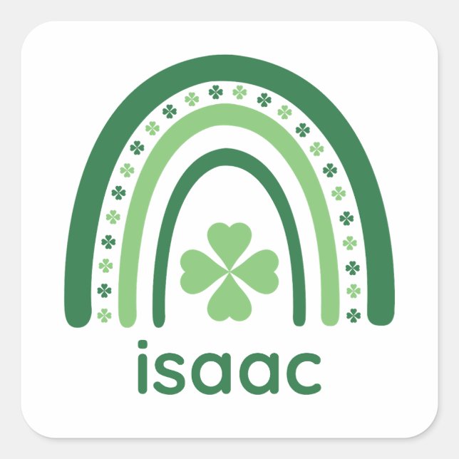 Adesivo Quadrado Nome isaac Clover Boho Rainbow (Frente)
