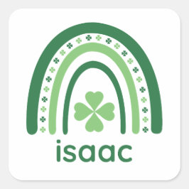 Adesivo Quadrado Nome isaac Clover Boho Rainbow