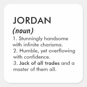 Adesivo Quadrado Nome Jordan, Nome editável, Nome personalizado