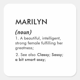 Adesivo Quadrado Nome Marilyn, Nome editável, Nome personalizado