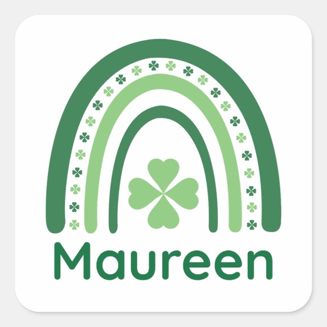 Adesivo Quadrado Nome Maureen Clover Boho Rainbow (Frente)