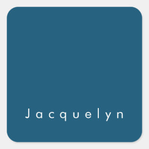 Adesivo Quadrado Nome Minimalista Moderno Elegante Plana Azul do Oc