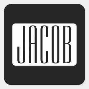 Adesivo Quadrado Nome Moderno ou Nome de Marca Editável para Empres