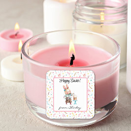 Adesivo Quadrado Nome no coelho Felz pascoa bonito de 1,5 pol