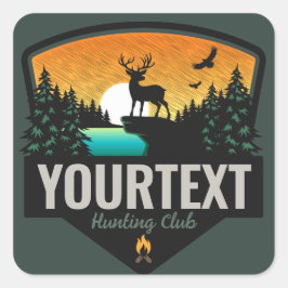 Adesivo Quadrado NOME Personalizado Caça Selvagem de Elk Sunset