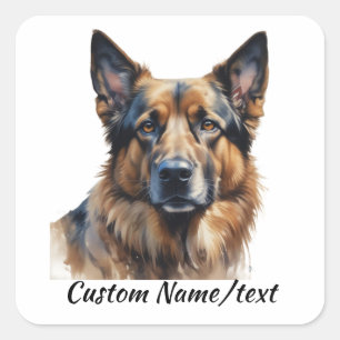 Adesivo Quadrado Nome Personalizado Cachorro Pastor Alemão Nome do