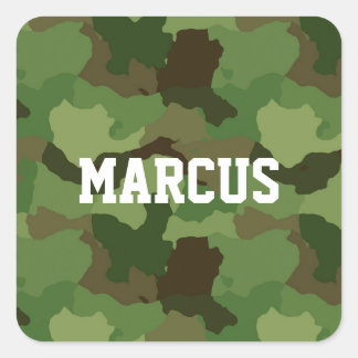 Adesivo Quadrado Nome Personalizado Camuflagem Verde/Adesivos Milit